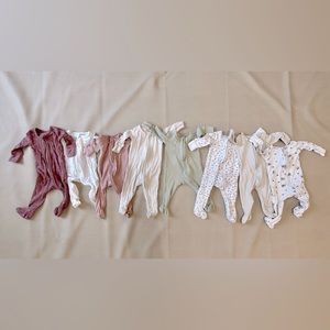 8 Newborn Colored Organic Onsies - 8 total